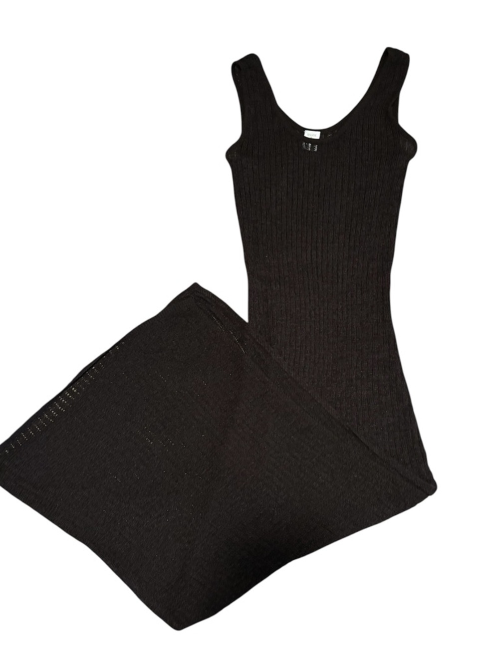Shade & Shore Black Ribbed Tank Chemise Slip